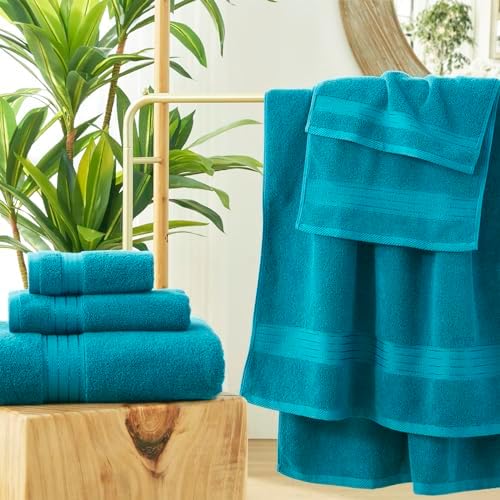 6-Pack Luxury Turkish Cotton Bath Towels for Soft Durable Use