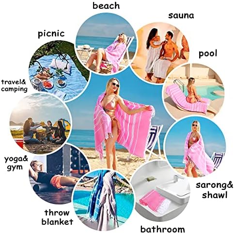 Dlebay Beach Towels - 2-Piece Absorbent Quick-Dry Sand-Free Beach Towels