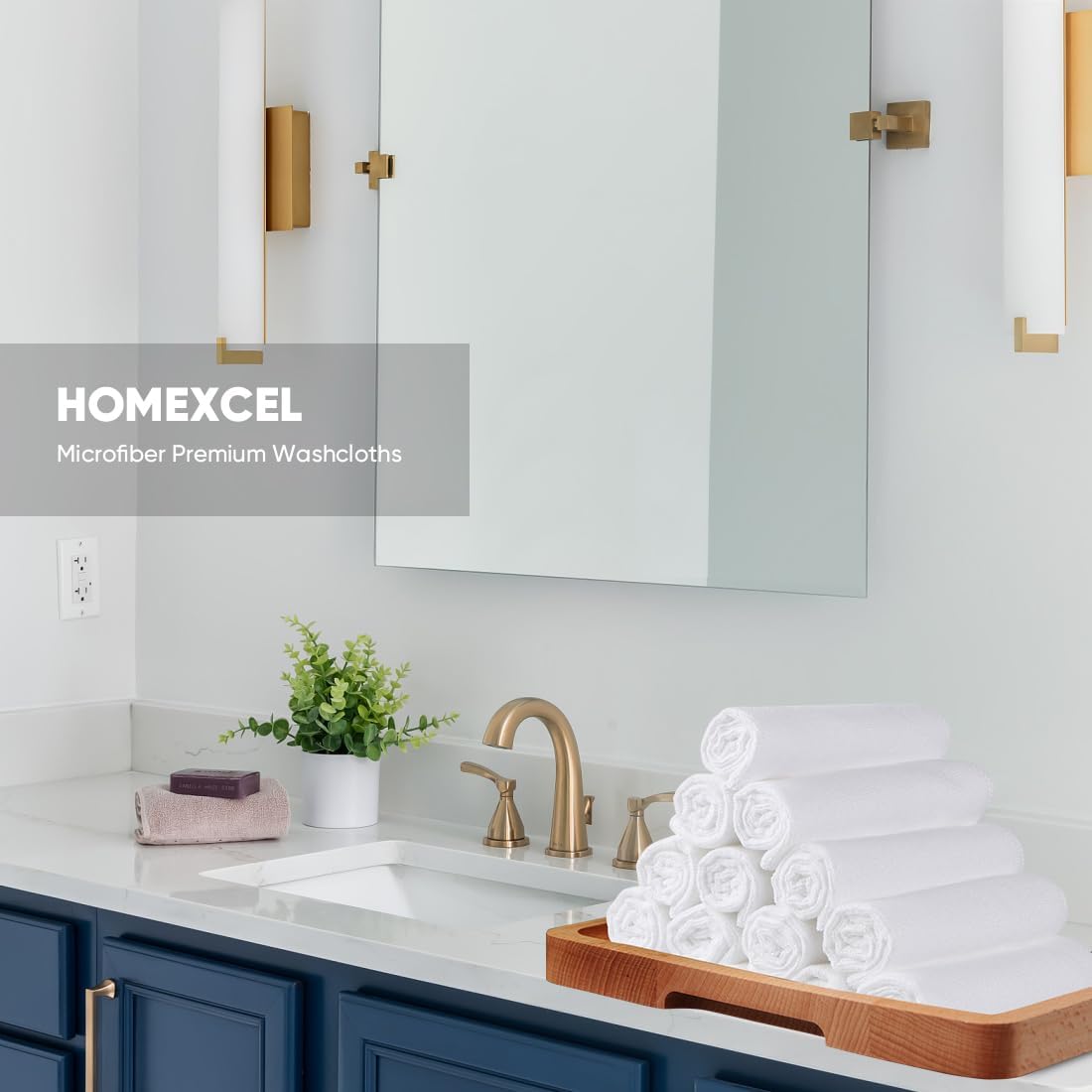 HOMEXCEL 12 Pack Microfiber Washcloths - 12x12 Inch