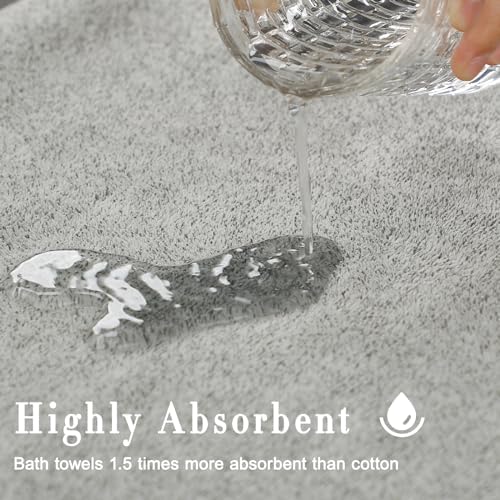 SEISSO Premium Quick Drying Bath Towels 2-Pack Bamboo-Infused Multi-Functional
