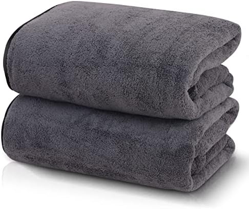 TENSTARS Luxury Silk Hemming Bath Towels Quick-Drying Soft Microfiber 27x55 - 2 Pk