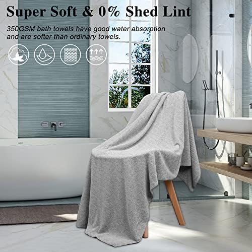 SEISSO Premium Quick Drying Bath Towels 2-Pack Bamboo-Infused Multi-Functional