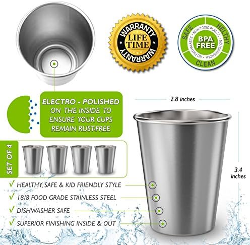 CHILLOUT LIFE Stainless Steel Cups for Kids and Toddlers 8 oz
