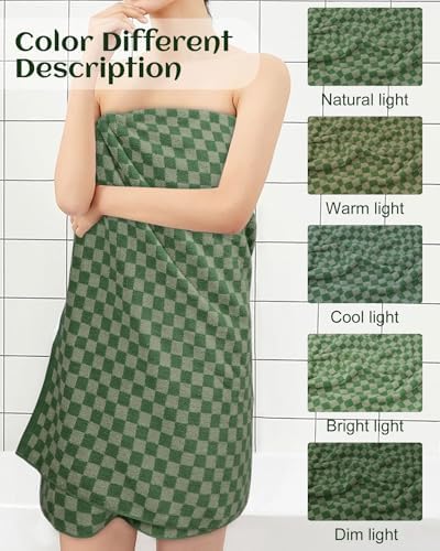 Cotton Soft Green Checkered Bath Towels - 54x28 2-Pack