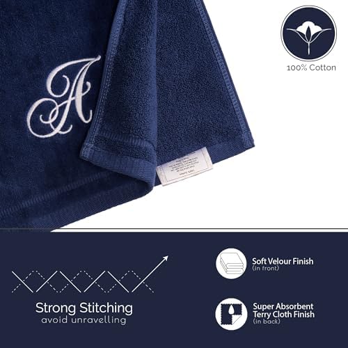 Creative Scents Monogrammed Towels - 4-Piece Navy Blue
