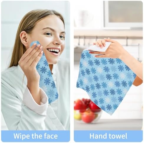 YettasaBin Blue Snowflake Washcloth Set