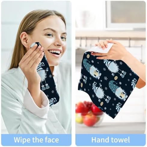 Fun Christmas Gnome Washcloths Soft and Absorbent Towels Set of 2