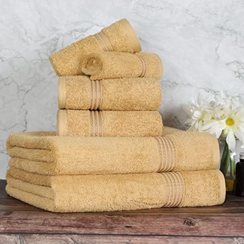 Superior Luxury Cotton Bath Towels 6-Piece Set Gold