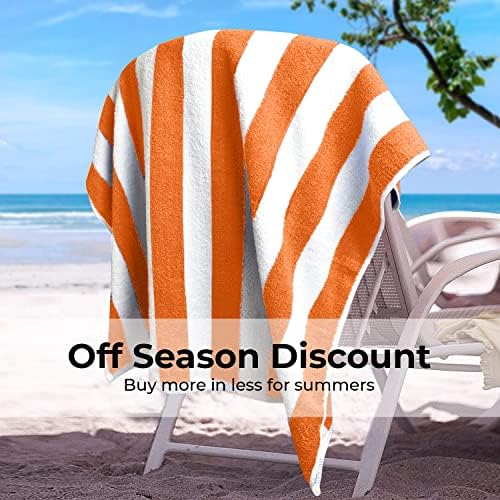 Avalon Towels Cabana Beach Towels 4-Pack 30x60 inches Orange Stripe