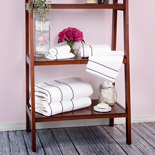 6PC Towel Set - 525 GSM 100 Cotton White Towels with Beaded Border