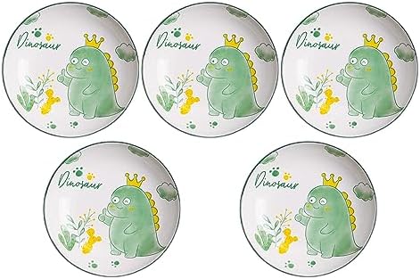 Set of 5 Dinosaur Plates 7-inch Microwave and Dishwasher Safe