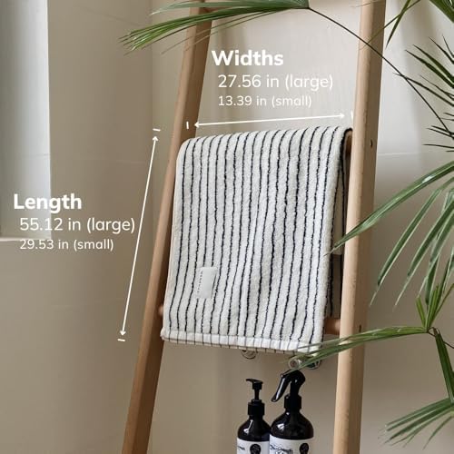 WenShuow BlackWhite Striped Pure Cotton Bath Towel - Luxury Absorbent