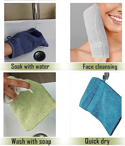 Premium Bath Mitts - Soft 100 Cotton Washcloths for Essential Care