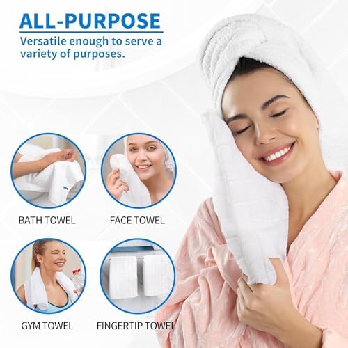 HOMERHYME White Hand Towels - 24 Pack 25x15 Super Soft Quick Dry Lint-Free