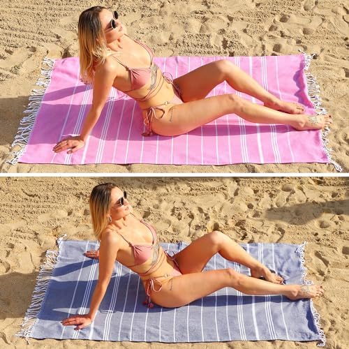 Dlebay Beach Towels - 2-Piece Absorbent Quick-Dry Sand-Free Beach Towels