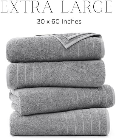 Casa Platino 4-Piece Bath Towels - Luxurious 3060 Cotton Soft Quick-Drying