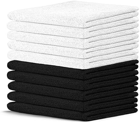 10-Piece Crystal Ridge 12x12 Washcloths WhiteBlack