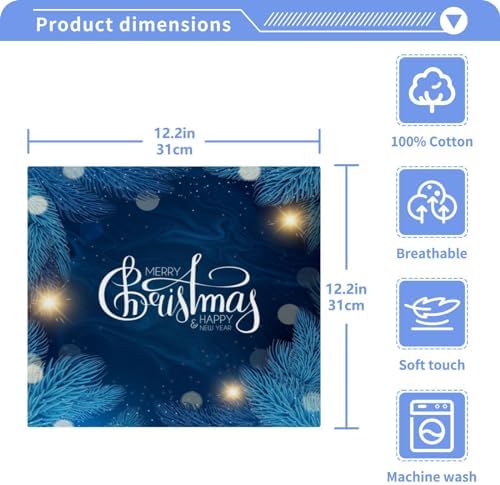 Merry Christmas Blue Washcloth Set Soft Absorbent Reusable for Baby