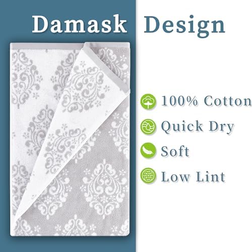 Grey Pattern Bath Towels Set