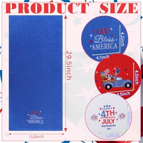 ZhowHoHo Patriotic America 4th of July Hand Towels Bundle 138x295
