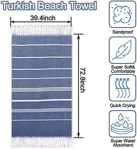 Dlebay Beach Towels - 2-Piece Absorbent Quick-Dry Sand-Free Beach Towels
