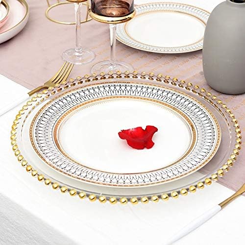 Stylish Nordic Gold Bead Glass Dinner Plate for Everyday Use