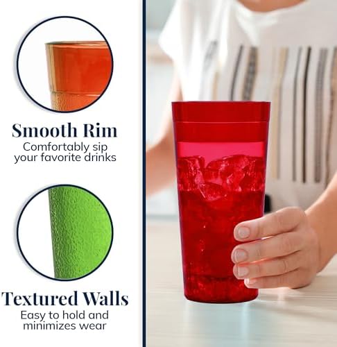 US Acrylic Disposable Tumblers 20-ounce Stackable BPA-Free Set of 16