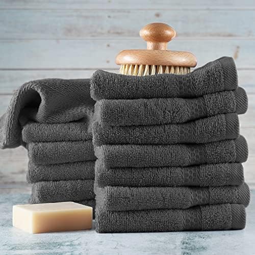 Hearth Harbor Washcloth Set - 12 PIECE - 13x13 - Premium Cotton