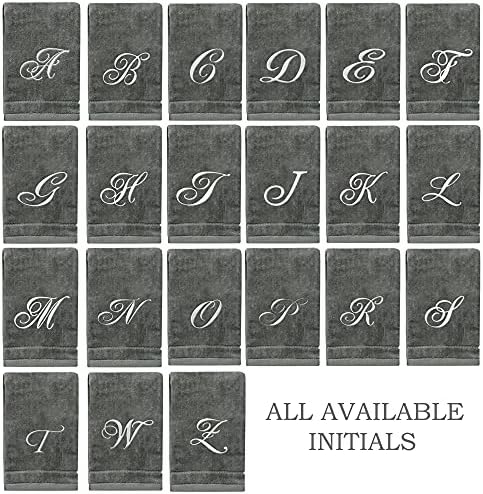 Monogrammed Towels Fingertip Silver Embroidered Towel Personalized Gift