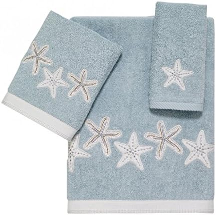 Avanti Linens Fingertip Towel Soft Absorbent Cotton Towel Sequin Shells Collection