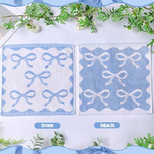 Blue Bow Washcloths for Hand Face