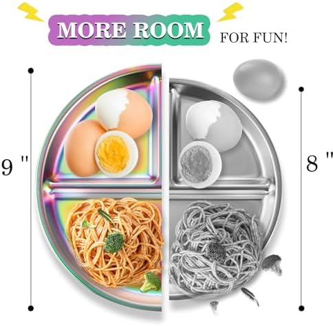 Rainbow 9 Stainless Steel Toddler Plate Set