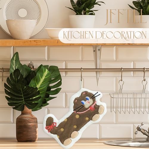 JFFTLL Brown Polka Dot Cat Hand Towels