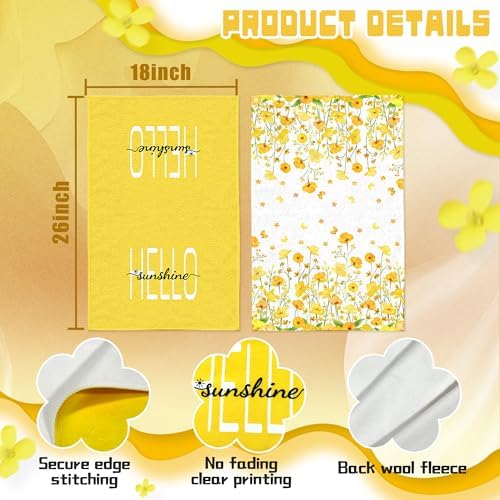 LIOQUN Yellow Flower Hand Towels Soft Durable 18x26