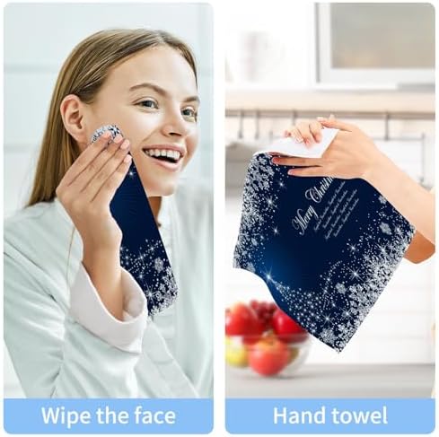 Perfect Blue Christmas Washcloth Set