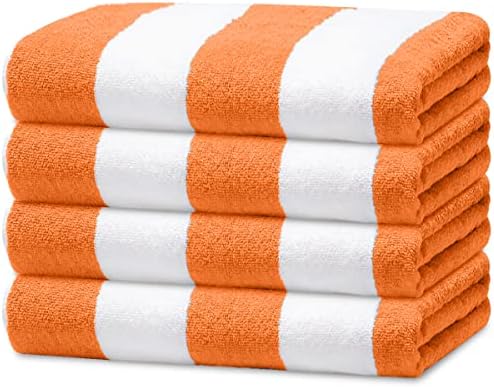 Avalon Towels Cabana Beach Towels 4-Pack 30x60 inches Orange Stripe