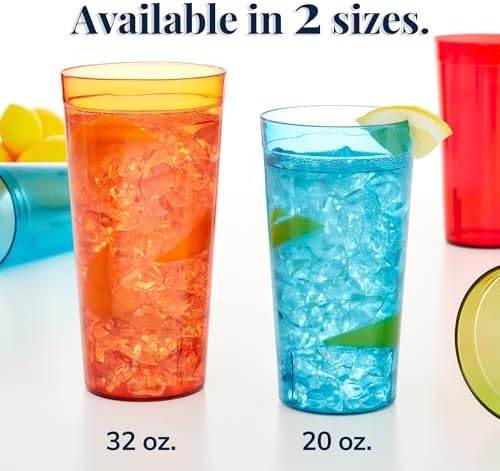 US Acrylic Disposable Tumblers 20-ounce Stackable BPA-Free Set of 16