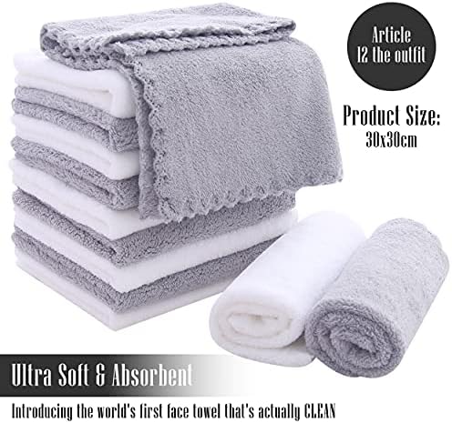 TENSTARS 12-Piece Premium Washcloth Set - Soft Absorbent Durable