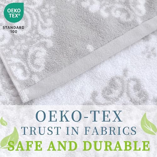 Grey Pattern Bath Towels Set