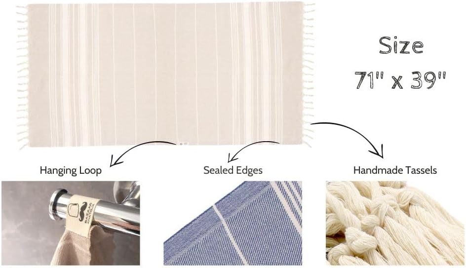 Oversized 71x39 Turkish Beach Towel - Soft Quick-Dry Sustainable