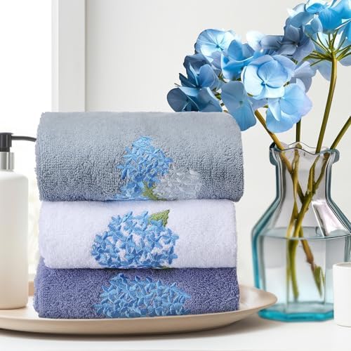 Gather a soft summer vibe with our Tingjoo Blue Hydrangea Hand Towels