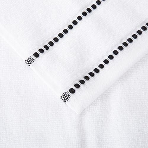 6PC Towel Set - 525 GSM 100 Cotton White Towels with Beaded Border