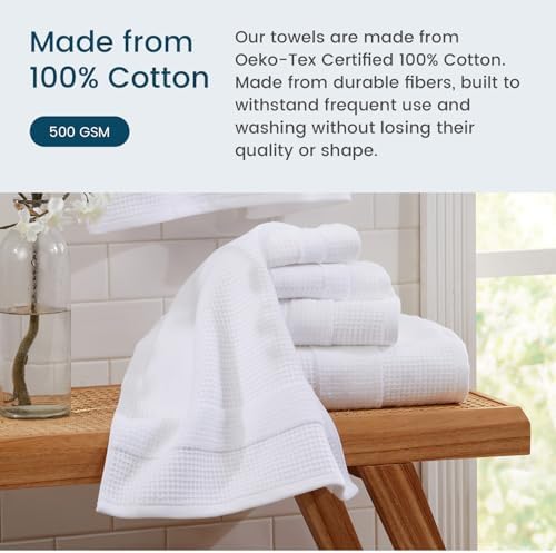 Aire Raine 100 Cotton Waffle Bath Towels Set - 4