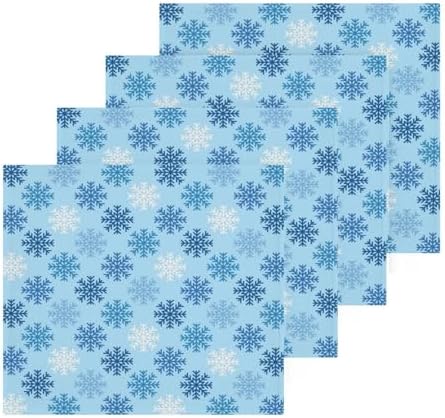 YettasaBin Blue Snowflake Washcloth Set