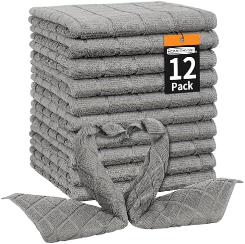 HOMERHYME Microfiber 12-Pack Washcloths Soft Grey Reusable Face Towels