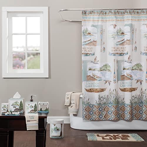 SKL Home - Plush Bath Towel with Lake House Embroidery and Terry Trim