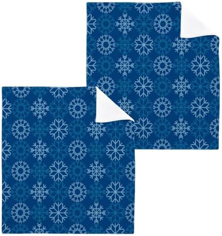 YETTASBIN Blue Snowflake Washcloths 2 Pack