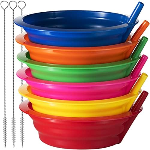 JoyServe Reusable Cereal Bowls with Built-in Straws for Kids