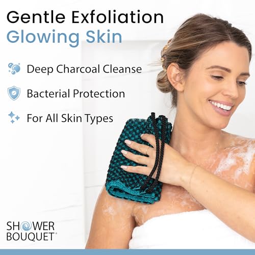Japanese Exfoliating Washcloth with Charcoal and Silver Ion - Green 1
