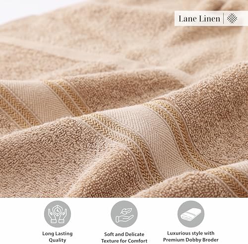 LANEE LINEN 100 Cotton Bath Towels Set of 4 Taupe